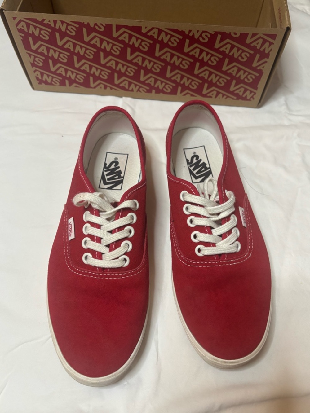 Vans Low-Top Canvas Sneakers — Red with White Accents